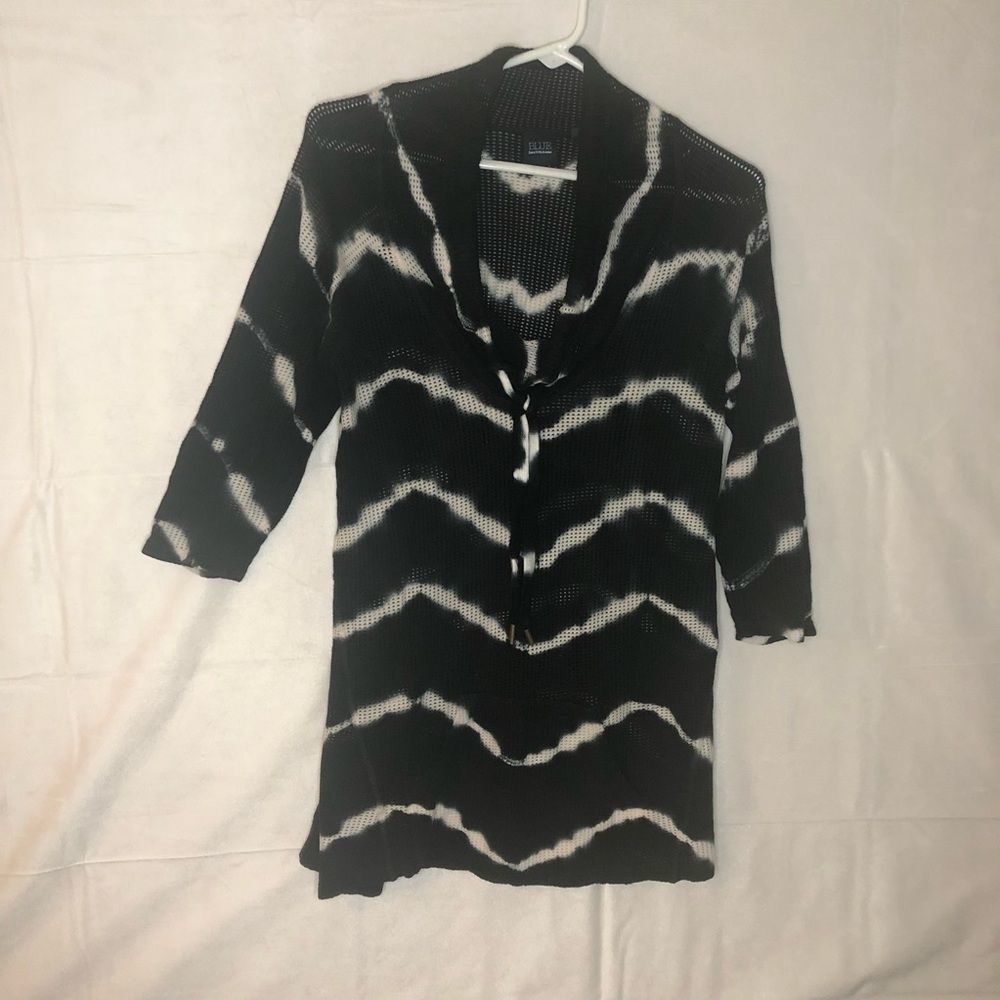 Blue Saks Fifth Ave Tie Dye Tunic Cowl Neck XS Small